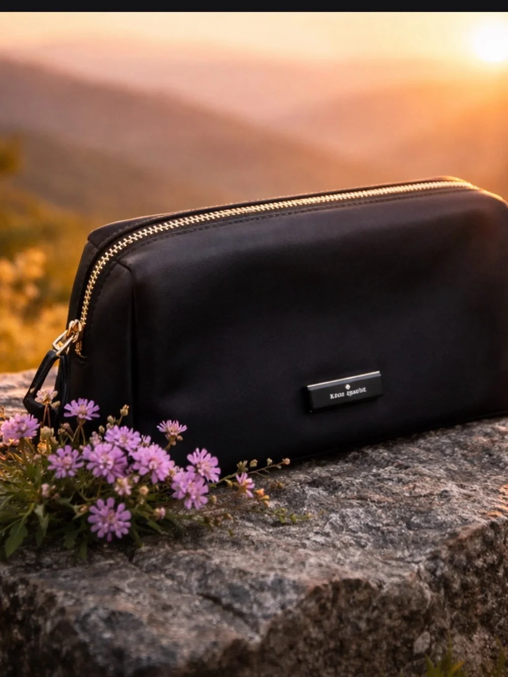 New with Tags - kate spade Black Nylon Cosmetic Case with Gold Hardware